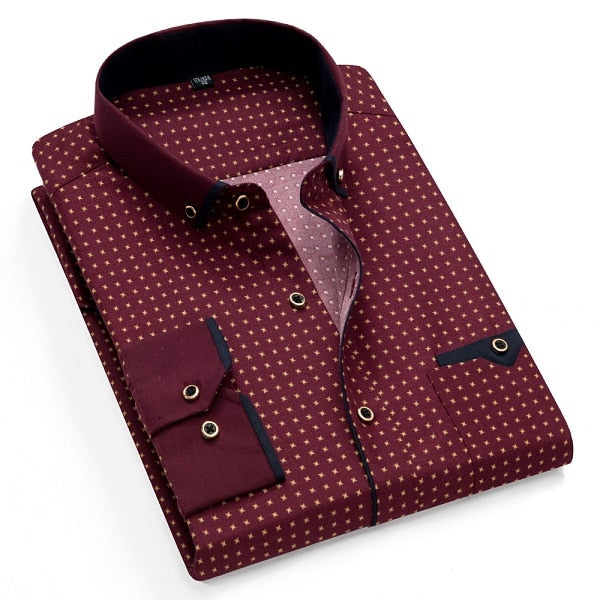 mens burgundy polka dot dress shirt Pronti Burgundy and Cream Polka Dot Shirt S6354 On Time Fashions Savannah
