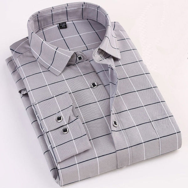 Printed Plaid Polka Dot Men Shirt Long-Sleeved Casual Shirts For Men