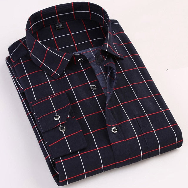 Printed Plaid Polka Dot Men Shirt Long-Sleeved Casual Shirts For Men