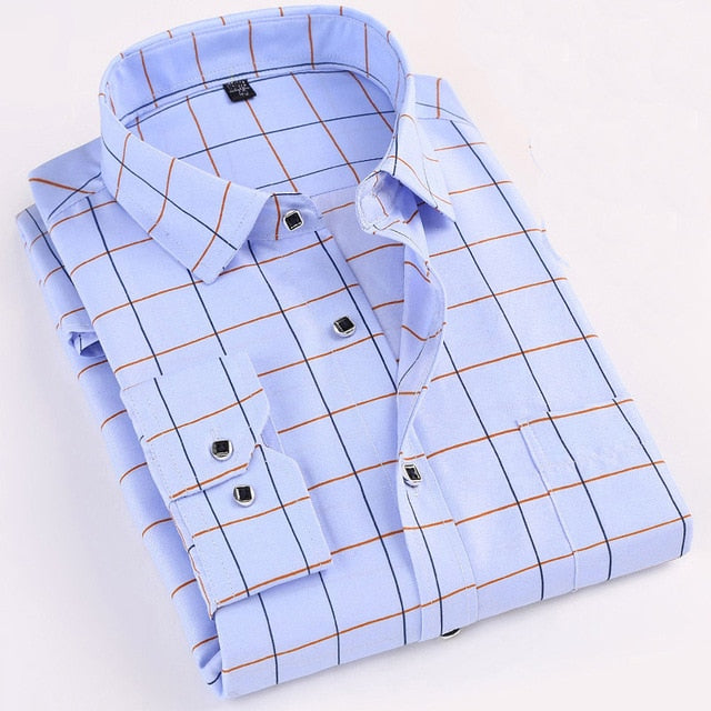 Printed Plaid Polka Dot Men Shirt Long-Sleeved Casual Shirts For Men