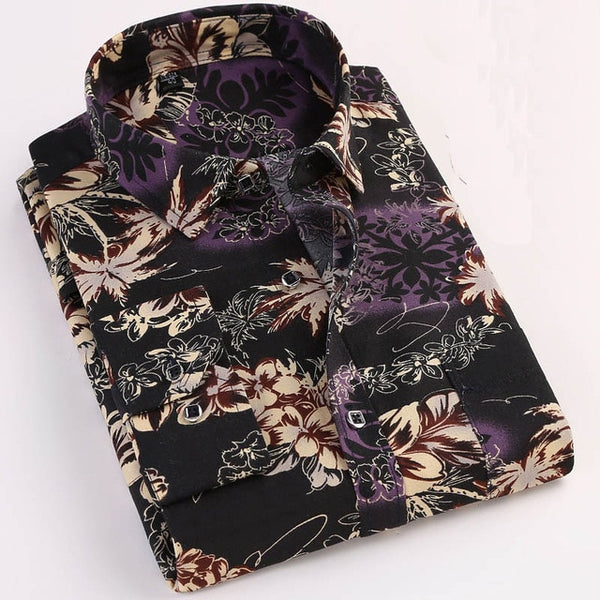 Printed Plaid Polka Dot Men Shirt Long-Sleeved Casual Shirts For Men